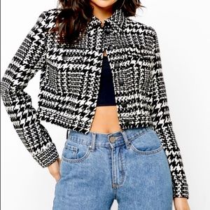 F21 Cropped Houndstooth Jacket